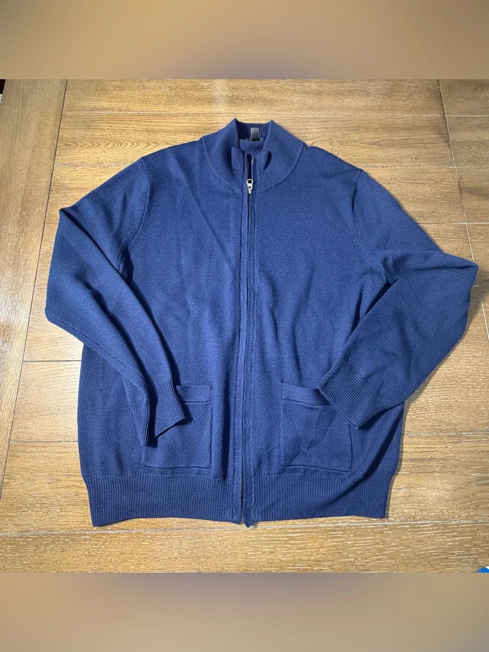 J. Crew Men’s Large Navy Full-Zip Merino Wool Cardigan Sweater
